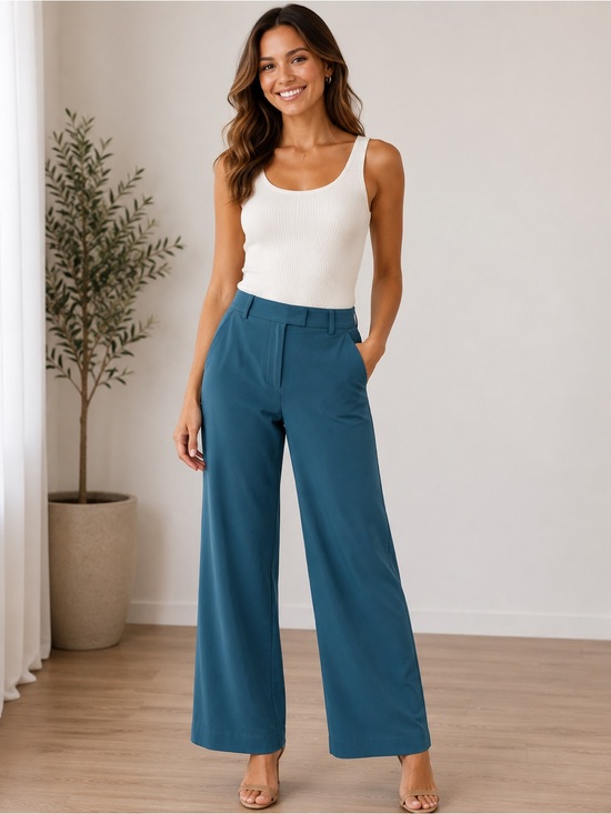 HALARA Pants - NWT Halara Wide Leg Pants XS Teal High Rise Stretch Pull On Casual Travel